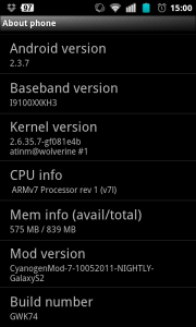 Cyanogenmod Phone Info